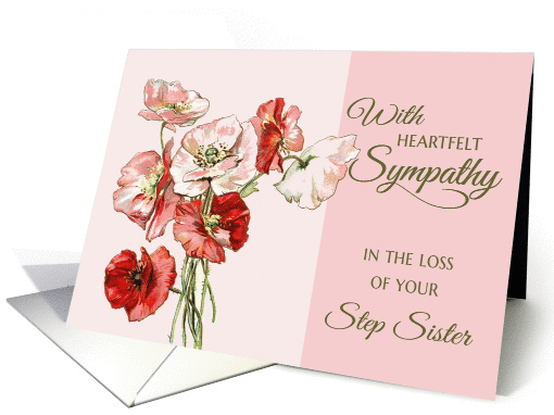 Loss of Step Sister Heartfelt Sympathy pink vintage flowers card