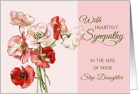 Loss of Step Daughter Heartfelt Sympathy pink vintage flowers card