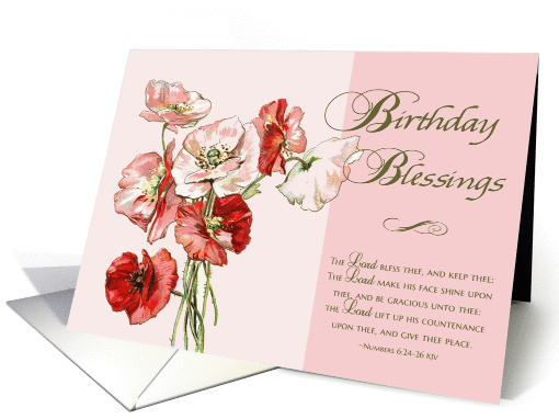 Birthday Blessings - Scripture w/ pink vintage flowers card (1153222)