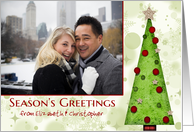 Season’s Greetings Trendy Tree Custom Photo / Name card