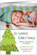 Season’s Greetings Colorful Tree Custom Photo / Name card