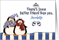 Christmas for Friend custom name Penguins card