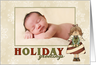 Holiday Greetings Candy Cane Angel custom photo card