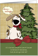 Customizable Vet’s Name Christmas Greetings Doggy w/ bow card