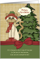 Customizable Vet’s Name Meowy Christmas Kitty w/ bow card