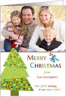 Merry Christmas Colorful Tree Custom Photo / Name card