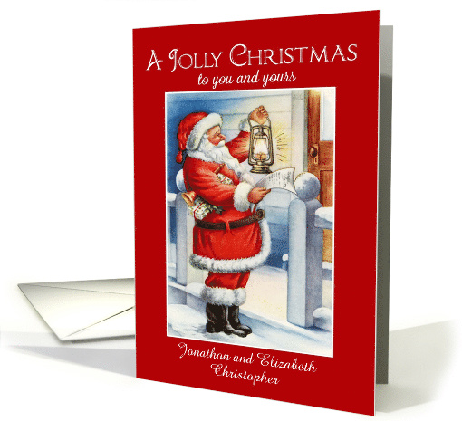 Vintage Santa Jolly Christmas to you and yours - Custom Name card