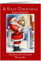Vintage Santa Jolly Christmas to you and yours - Custom Name card