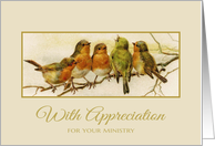 With Appreciation for your Ministry Vintage Birds card