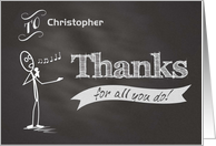 Chalkboard Thanks for all you do custom name card