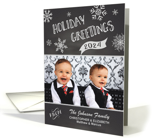 Chalkboard Holiday Greetings Custom Photo and Name card (1175554)