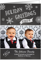 Chalkboard Holiday Greetings Custom Photo and Name card