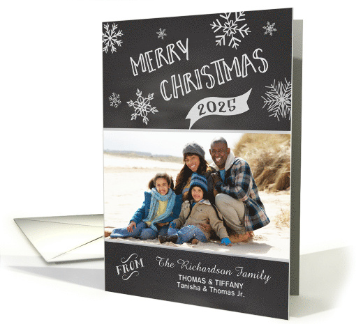 Chalkboard Merry Christmas Custom Photo and Name card (1185510)
