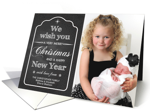 Chalkboard - We Wish You a Merry Christmas custom photo/name card