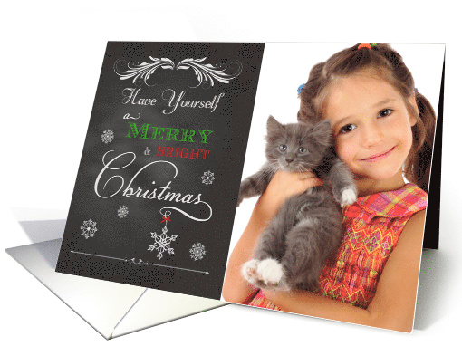 Chalkboard - Merry & Bright Christmas custom photo card (1187246)
