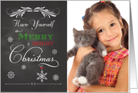 Chalkboard - Merry & Bright Christmas custom photo card