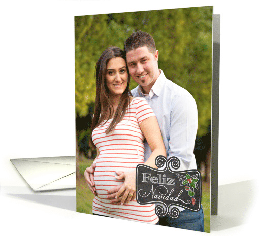 Chalkboard - Feliz Navidad Spanish Christmas custom photo card