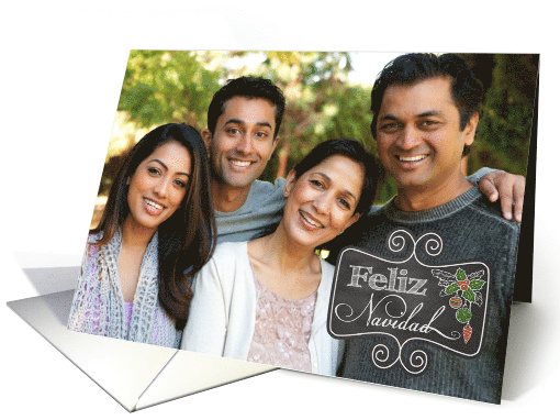 Chalkboard - Feliz Navidad Spanish Christmas custom photo card