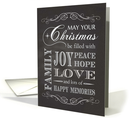 Chalkboard - Christmas filled with Joy Peace Hope Love etc. card