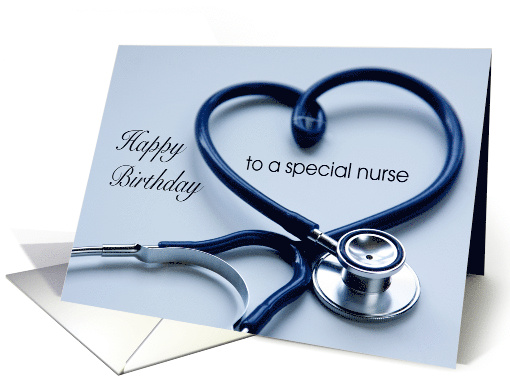 Happy Birthday Nurse w/ heart shaped stethoscope card (1192688)