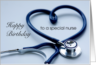 Happy Birthday Nurse w/ heart shaped stethoscope card
