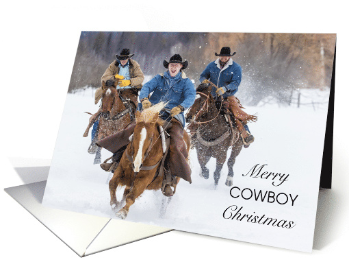 Merry Cowboy Christmas, Cowboys Riding through the Snow card (1198036)