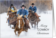 Merry Cowboy Christmas, Cowboys Riding through the Snow card