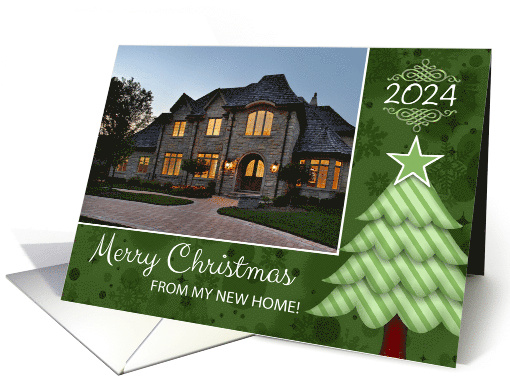 Merry Christmas from My New Home Tree Custom Photo and Date card