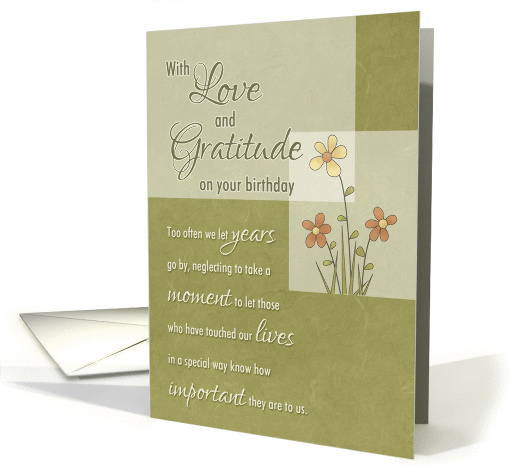 Birthday to Loved One - Love & Gratitude through the years card