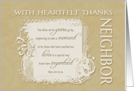 With Heartfelt Thanks to Neighbor neutral colors card