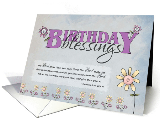 Birthday Blessings flowers & bible verse card (1239470)