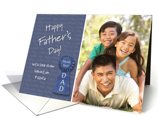 Father's Day World's Best Dad custom photo & name card (1261368)
