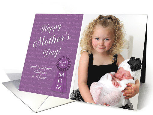 Mother's Day World's Best Mom custom photo & name card (1261370)