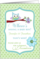 Baby Shower - Owl, Whooo’s having a boy custom name card