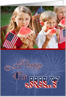 Happy 4th of July Fireworks custom photo card