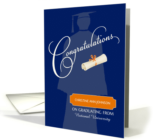 College Graduation Congratulations Custom Name & School card (1306160)