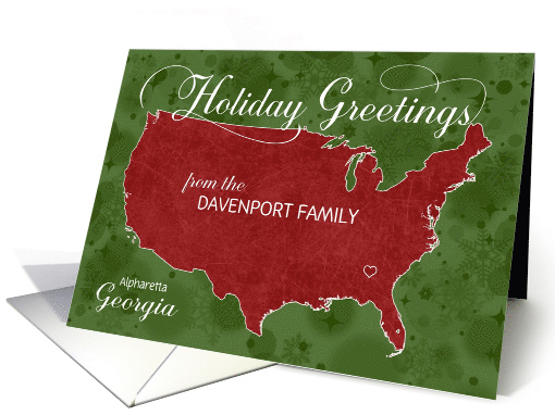 Holiday Greetings from Georgia Custom Name & City card (1308096)