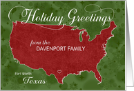Holiday Greetings from Texas Custom Name & City card