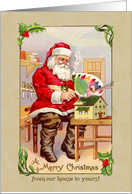 Santa’s Toy Workshop Vintage Christmas from our house card