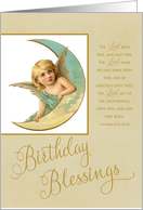 Birthday Blessings Vintage Angel & bible verse card