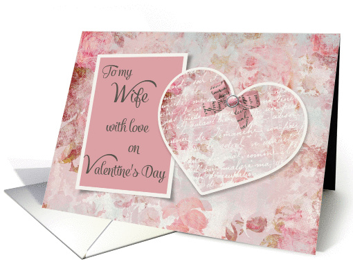 To Wife on Valentine's Day - Floral Heart Scrapbook card (1360000)