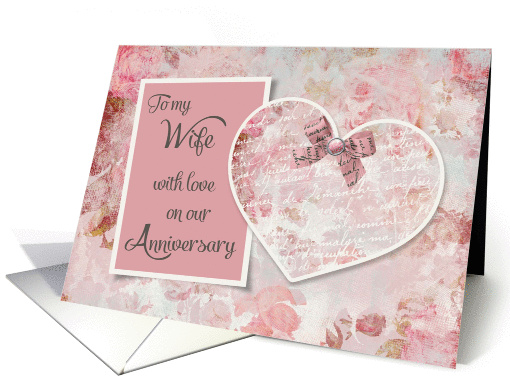 To Wife on Anniversary - Floral Heart Scrapbook card (1360006)