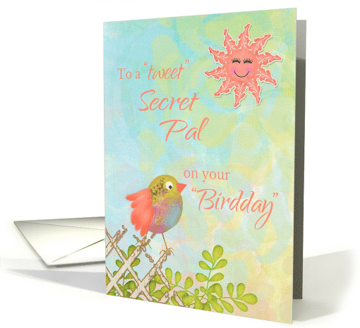To Secret Pal on Birthday Bird on Fence with Sun card (1360144)