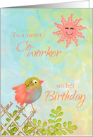 To Co-Worker on Birthday Bird on Fence with Sun card