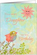 To Daughter on Birthday Bird on Fence with Sun card