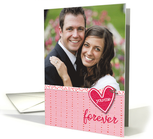 Anniversary - You + Me forever heart custom photo card (1360426)