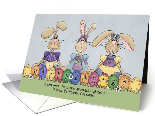 Happy Easter, from custom name / relationship - Bunnies & Eggs card