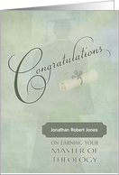 Congratulations Master of Theology Degree Custom Name card