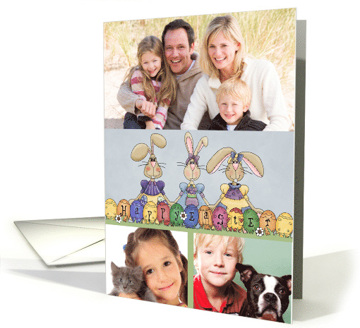 Happy Easter custom 3 photos - Bunnies & Eggs card (1366270)