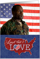 Veterans Day Land that I LOVE - US heart flag custom photo card